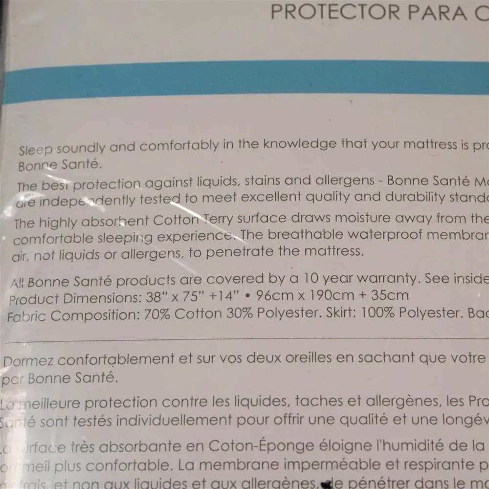 Playgro Bonne Sante Twin Mattress Protector Cotton Terry White